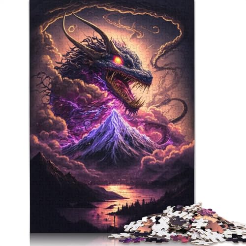 Puzzle für Erwachsene Der Fuji und der Drache, 1000-teiliges Puzzle, Holzpuzzle für Erwachsene und Kinder ab 12 Jahren, Lernspielzeug, Größe: 75 x 50 cm von LiJianXXXB