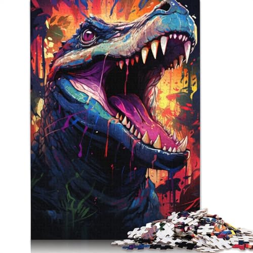 Puzzle für Erwachsene Die farbenfrohen Halluzinationen von Deinosuchus, 1000-teiliges Puzzle aus Pappe für Erwachsene und Kinder ab 12 Jahren, Lernspielzeug, Familienspiele, Größe 38 x 26 cm von LiJianXXXB