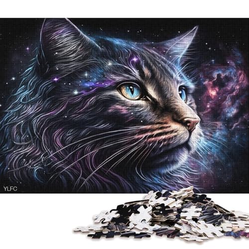 Puzzle für Erwachsene Galaxy Cosmic Cat, 1000 Teile, Puzzle für Erwachsene, Holzpuzzle für Erwachsene und Kinder ab 12 Jahren, Puzzle, praktisches Spiel (Größe 75 * 50 cm) von LiJianXXXB