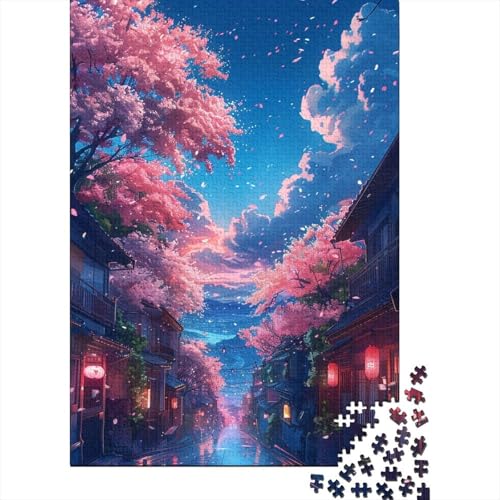 Puzzle für Erwachsene Kirschblüten-Puzzle, 1000 Teile, Holzpuzzle für Erwachsene und Kinder ab 12 Jahren, Lernpuzzle, Familienspiel, Größe: 75 x 50 cm von LiJianXXXB