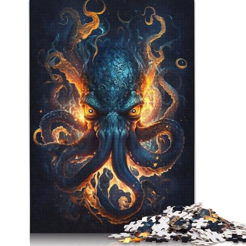 Puzzle für Erwachsene Oktopus Feuer, 1000 Teile, Kartonpuzzle für Kinder ab 12 Jahren, tolles Geschenk für Erwachsene, Größe: 38 x 26 cm von LiJianXXXB