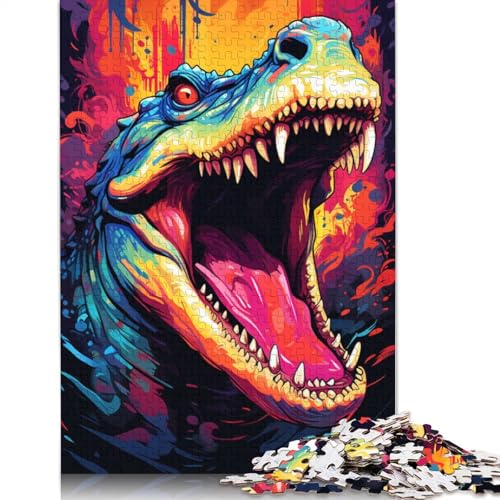 Puzzle für Erwachsene mit 1000 Teilen, Farbmalerei, Krokodil, für Erwachsene und Kinder, Kartonpuzzle, Spielzeug, Wanddekoration, Größe 38 x 26 cm von LiJianXXXB