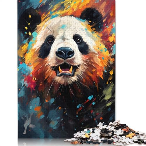 Puzzle für Erwachsene mit 1000 Teilen, Farbmalerei, Panda, für Erwachsene und Kinder, Kartonpuzzle, Spielzeug, Wanddekoration, Größe 38 x 26 cm von LiJianXXXB