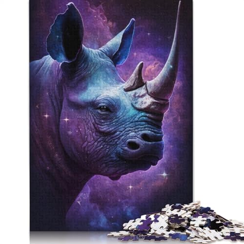 Puzzle für Erwachsene mit 1000 Teilen, Galaxie-Nashorn-Puzzle für Erwachsene, Kartonpuzzle, tolle Geschenke zu Weihnachten (Größe 38 x 26 cm) von LiJianXXXB