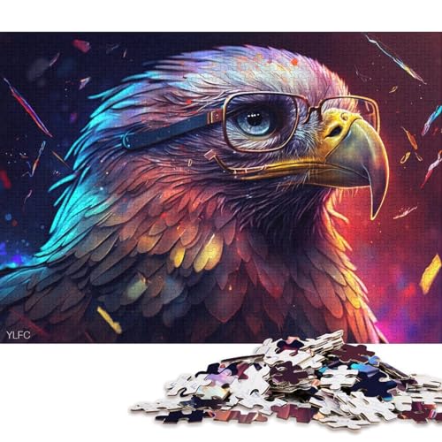 Puzzle für Erwachsene und Jugendliche, Kosmischer Adler mit Brille, 1000 Teile, Puzzle aus Karton, geeignet für Erwachsene und Kinder ab 12 Jahren, Lernspiele, 38 x 26 cm von LiJianXXXB