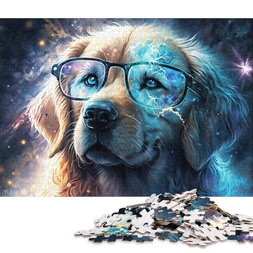 Puzzle für Erwachsene und Jugendliche, Magic Art, Golden Retriever, 1000 Teile, Puzzle aus Pappe, geeignet für Erwachsene und Kinder ab 12 Jahren, Lernspiele, 38 x 26 cm von LiJianXXXB