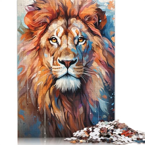 Puzzle für Erwachsene und Kinder, 1000 Teile, Aquarell-Löwen-Puzzle, Karton-Puzzle, Heimdekorations-Puzzle, 38 x 26 cm von LiJianXXXB