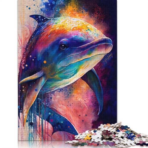 Puzzle für Erwachsene und Kinder, 1000 Teile, Springender Delfin, Puzzle für Erwachsene, Holzpuzzle, tolle Geschenke zu Weihnachten, 75 x 50 cm von LiJianXXXB