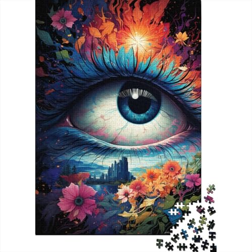 Puzzle für Erwachsene und Kinder, 1000 Teile, farbenfrohe Psychedelia des kosmischen Weltraumlöwen, Puzzle für Erwachsene, Holzpuzzle, anspruchsvolles Spiel, Puzzle, 50 x 75 cm von LiJianXXXB