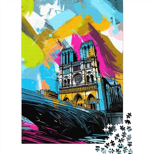 Puzzle für Erwachsene und Kinder, Art Notre Dame De Paris, Puzzle für Erwachsene, 1000-teiliges Holzpuzzle für Jugendliche und Erwachsene, Puzzle-Wanddekoration (Größe 75 x 50 cm) von LiJianXXXB