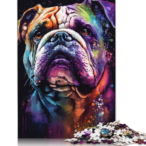 Puzzle für Erwachsene und Kinder, Bunte Graffiti-Bulldogge, 1000 Teile, für Erwachsene, Geschenke, Kartonpuzzle für Jugendliche und Erwachsene, Denkspiel, 38 x 26 cm von LiJianXXXB