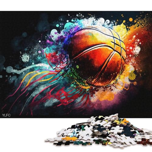 Puzzle für Erwachsene und Kinder, Bunter Basketball für Erwachsene, 1000-teiliges Puzzle, Kartonpuzzle für Erwachsene und Kinder ab 12 Jahren, tolles Geschenk für Erwachsene (Größe 38 * 26 cm) von LiJianXXXB