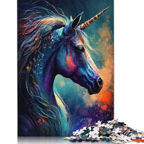 Puzzle für Erwachsene und Kinder, Einhorn-Graffiti-Kunst, 1000 Teile, für Erwachsene, Geschenke, Holzpuzzle für Jugendliche und Erwachsene, Denkspiel, 75 x 50 cm von LiJianXXXB