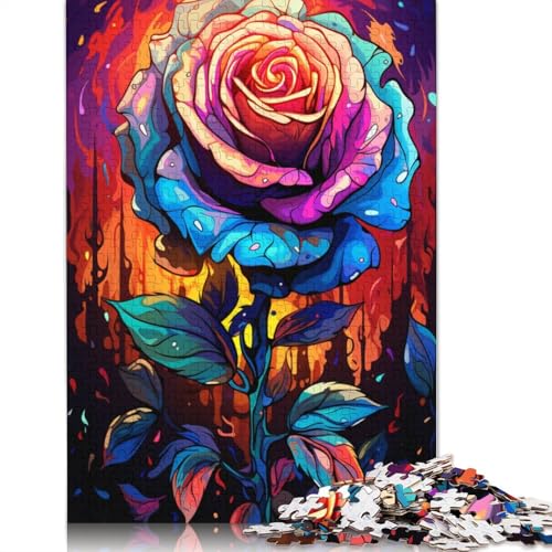 Puzzle für Erwachsene und Kinder, Farbfantasie-Rose, Puzzle 1000 Teile, Kartonpuzzle für Erwachsene und Kinder ab 12 Jahren, tolles Geschenk für Erwachsene, Größe 38 x 26 cm von LiJianXXXB