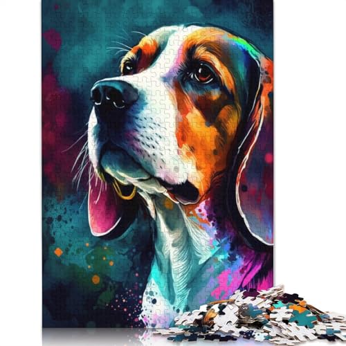 Puzzle für Erwachsene und Kinder, Graffiti-Tier-Beagle, 1000 Teile, für Erwachsene, Geschenke, Holzpuzzle für Jugendliche und Erwachsene, Denkspiel, 75 x 50 cm von LiJianXXXB