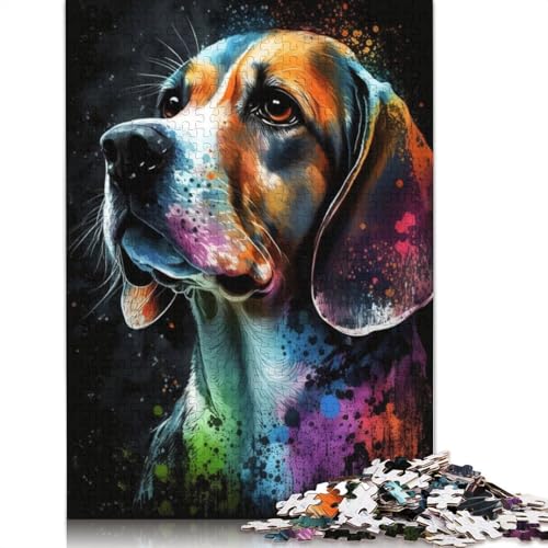 Puzzle für Erwachsene und Kinder, Graffiti-Tier-Beagle, 1000 Teile, für Erwachsene, Geschenke, Kartonpuzzle für Jugendliche und Erwachsene, Denkspiel, 38 x 26 cm von LiJianXXXB