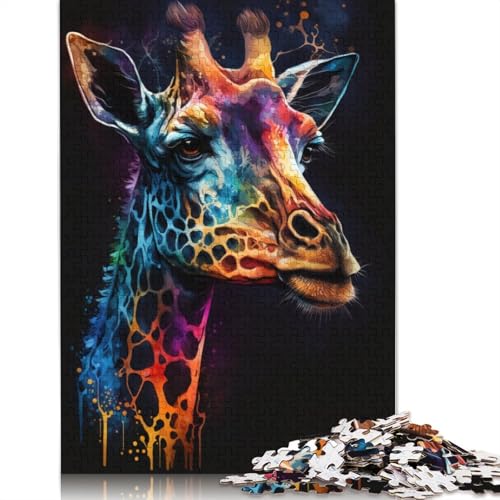 Puzzle für Erwachsene und Kinder, Graffiti-Tiergiraffe, 1000 Teile, für Erwachsene, Geschenke, Holzpuzzle für Jugendliche und Erwachsene, Denkspiel, 75 x 50 cm von LiJianXXXB