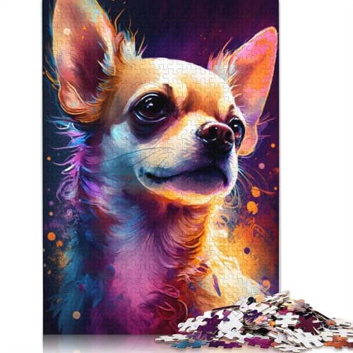 Puzzle für Erwachsene und Kinder, bunter Graffiti-Chihuahua, 1000 Teile, für Erwachsene, Geschenke, Kartonpuzzle für Jugendliche und Erwachsene, Denkspiel, 38 x 26 cm von LiJianXXXB