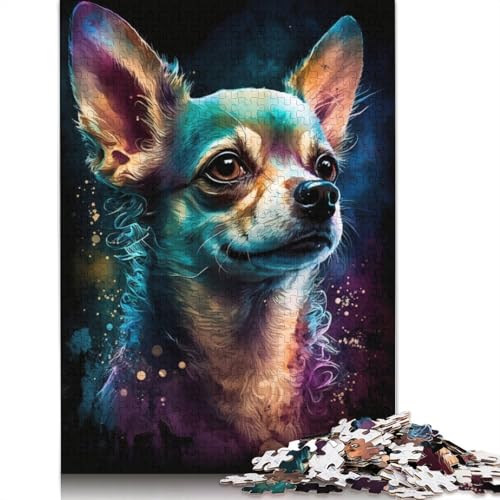 Puzzle für Erwachsene und Kinder, bunter Graffiti-Chihuahua, 1000 Teile, für Erwachsene, Geschenke, Kartonpuzzle für Jugendliche und Erwachsene, Denkspiel, 38 x 26 cm von LiJianXXXB