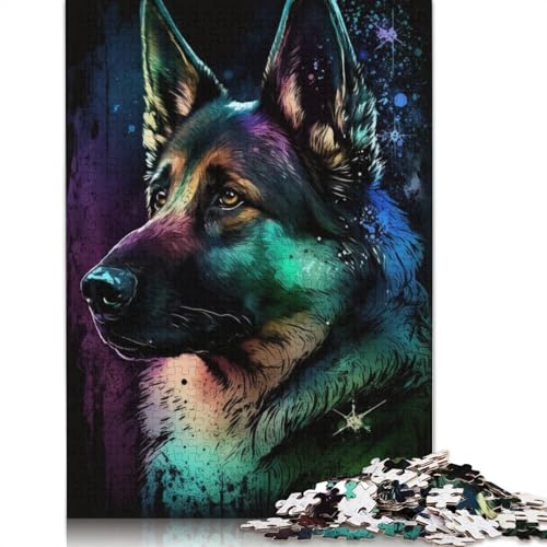 Puzzle für Erwachsene und Kinder, buntes Schäferhund-Graffiti, 1000 Teile, für Erwachsene, Geschenke, Kartonpuzzle für Jugendliche und Erwachsene, Denkspiel, 38 x 26 cm von LiJianXXXB