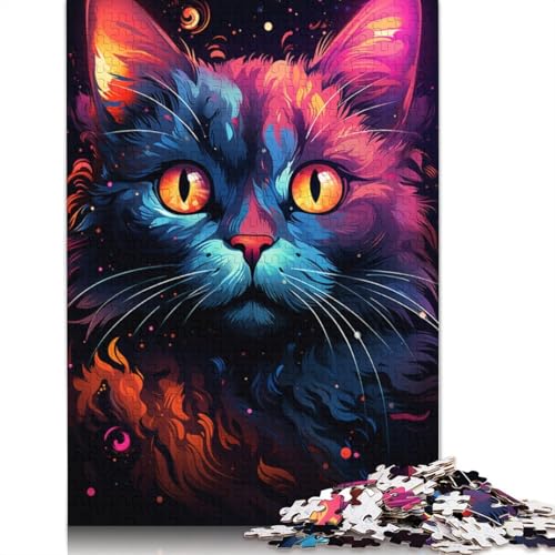 Puzzle für Erwachsene und Kinder, farbenfrohes Fantasiekätzchen-Puzzle, 1000 Teile, Kartonpuzzle für Erwachsene und Kinder ab 12 Jahren, tolles Geschenk für Erwachsene, Größe 38 x 26 cm von LiJianXXXB