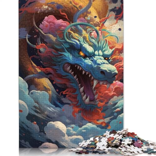 Puzzle für Erwachsene und Kinder,farbenfroher Psychedelischer chinesischer Drache am Himmel,1000-teiliges Puzzle für Erwachsene,Holzpuzzle für Erwachsene und Kinder ab 12 Jahren,tolles Geschenk von LiJianXXXB