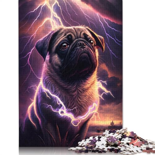 Puzzle für Kinder, Traum-Mops-Puzzle, 1000 Teile, für Erwachsene, Kartonpuzzle für Erwachsene und Kinder ab 12 Jahren, zur Heimdekoration, Größe: 38 x 26 cm von LiJianXXXB