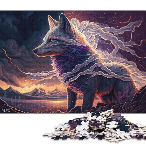 Puzzle für Teenager, Kunsttiere, weißer Fuchs, 1000 Teile, Holzpuzzle, geeignet für Erwachsene und Teenager ab 12 Jahren, tolle Geschenke und Spielzeuge, 75 x 50 cm von LiJianXXXB