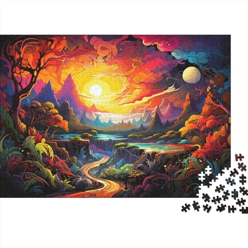 Puzzle für farbenfrohe, schöne Landschaften, 1000-teiliges Puzzle, Holzpuzzle für Erwachsene und Kinder ab 12 Jahren, Heimdekoration, 50 x 75 cm von LiJianXXXB