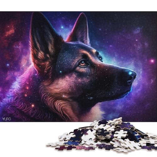 Puzzle für kosmischen Deutschen Schäferhund, Puzzle für Erwachsene, 1000 Teile, Holzpuzzle, geeignet für Erwachsene und Kinder ab 12 Jahren, für Familienspaß (Größe 75 * 50 cm) von LiJianXXXB