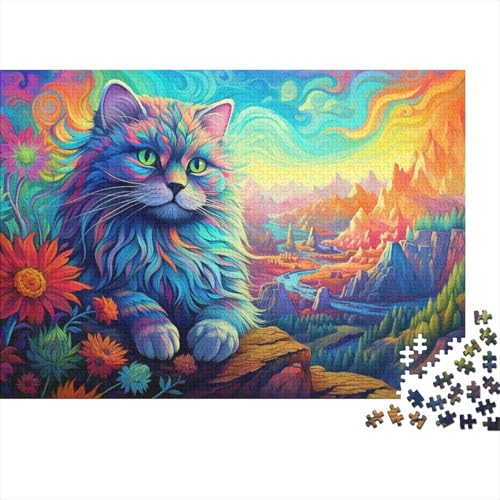 Puzzle mit 1000 Teilen, Bunte Perserkatze, Puzzle für Holzpuzzle, tolles Geschenk für Erwachsene, 50 x 75 cm von LiJianXXXB