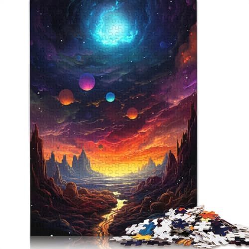 Puzzle mit 1000 Teilen, Farbplaneten-Landschaftspuzzle für Erwachsene und Kinder, Papppuzzle, pädagogisches Spielzeug zum Stressabbau, Puzzlegröße 38 x 26 cm von LiJianXXXB