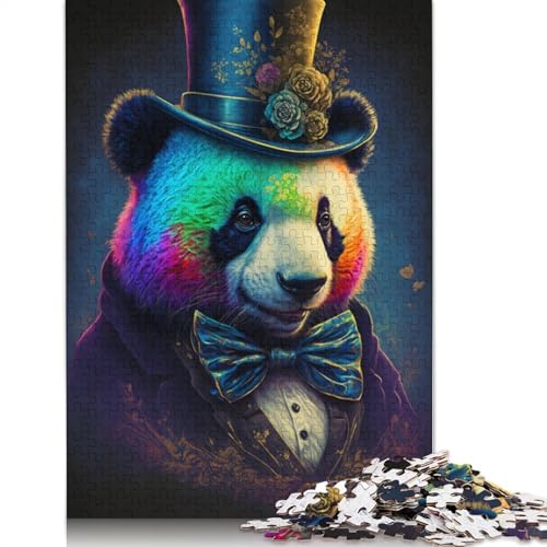 Puzzle mit 1000 Teilen, Panda mit Hut, Puzzle für Erwachsene, Kartonpuzzle, Spaß für die ganze Familie, 38 x 26 cm von LiJianXXXB