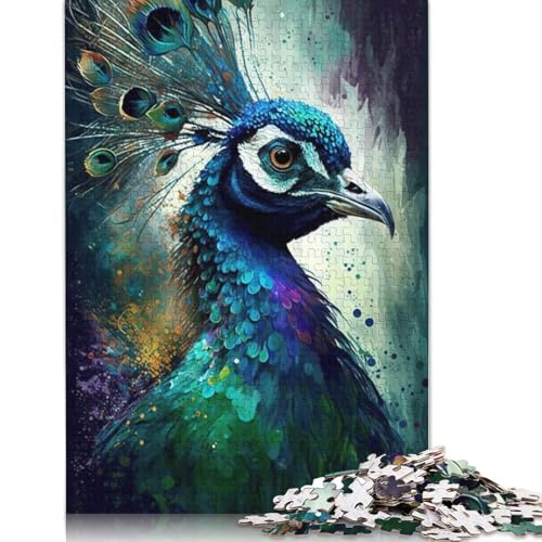 Puzzle mit 1000 Teilen, Tier-Pfauen-Vogel-Puzzle für Erwachsene, Holzpuzzle, tolles Geschenk für Erwachsene, 75 x 50 cm von LiJianXXXB