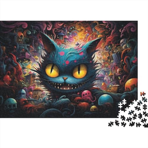 Puzzle mit 1000 Teilen, farbenfrohe, seltsame Katzen in Einer Fantasiestadt, Puzzle für Erwachsene, aus Holz, anspruchsvolles Spiel, 50 x 75 cm von LiJianXXXB