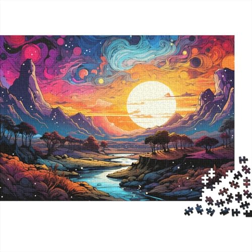 Puzzle mit 1000 Teilen, farbenfrohe Landschaftskunst, Puzzles für Erwachsene, Holzpuzzle, Lernspielzeug, Familienspiele, 50 x 75 cm von LiJianXXXB