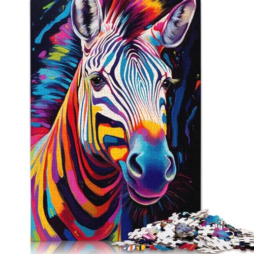 Puzzle mit 1000 Teilen, farbenfrohes psychedelisches Tier-Zebra-Puzzle, Kartonpuzzle für Erwachsene, Familienspiele, Größe 38 x 26 cm von LiJianXXXB