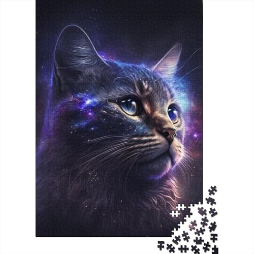 Puzzle mit 1000 Teilen, kosmisches Katzen-Puzzle, Holzpuzzle für Erwachsene, Lernspiel (Größe 75 x 50 cm) von LiJianXXXB