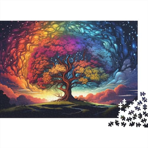 Puzzlespiel mit 1000 Teilen, farbenfrohes, schönes Baum-Puzzle, Geschenk, Holzpuzzle, tolles Geschenk für Erwachsene, 50 x 75 cm von LiJianXXXB