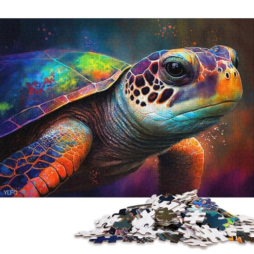 Teenager-Puzzle, Bunte Schildkröte, 1000 Teile, Holzpuzzle, geeignet für Erwachsene und Teenager ab 12 Jahren, tolle Geschenke und Spielzeuge, 75 x 50 cm von LiJianXXXB