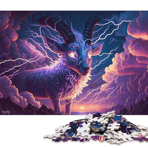 Teenager-Puzzle Art Goat 1000 Teile Puzzle Holzpuzzle Geeignet für Erwachsene und Teenager ab 12 Jahren Tolle Geschenke und Spielzeuge 75x50cm von LiJianXXXB