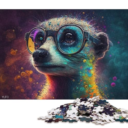 Teenager-Puzzle Erdmännchen mit Brille 1000 Teile Puzzle aus Karton Geeignet für Erwachsene und Teenager ab 12 Jahren Tolle Geschenke und Spielzeuge 38x26cm von LiJianXXXB