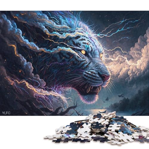 Teenager-Puzzle Fantasie Weißer Tiger 1000 Teile Puzzle Holzpuzzle Geeignet für Erwachsene und Teenager ab 12 Jahren Tolle Geschenke und Spielzeuge 75x50cm von LiJianXXXB