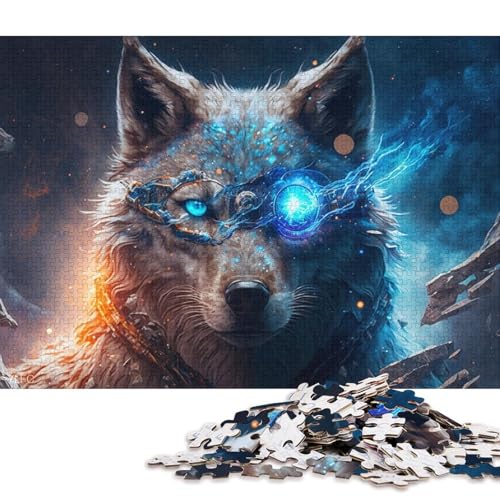 Teenager-Puzzle Magischer Wolf-Krieger 1000 Teile Puzzle Holzpuzzle Geeignet für Erwachsene und Teenager ab 12 Jahren Tolle Geschenke und Spielzeuge 75x50cm von LiJianXXXB