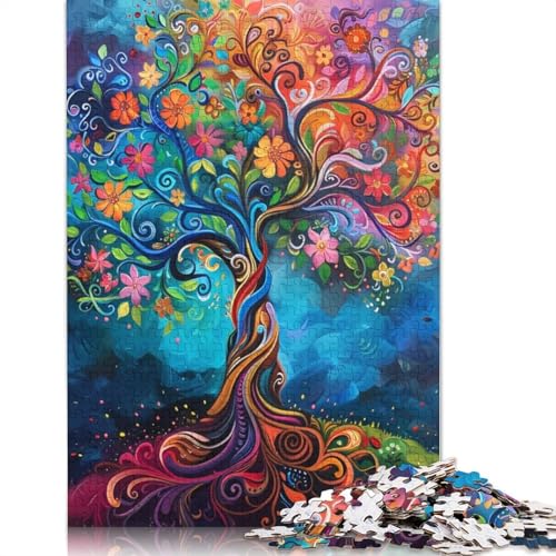 für Erwachsene, 1000-teiliges Puzzle Baum des Lebens, farbenfrohes Puzzle für Kinder, Kartonpuzzle, dekomprimierendes geistiges Lernspielzeug, 38 x 26 cm von LiJianXXXB