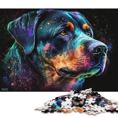 für Erwachsene, 1000-teiliges Puzzle-Geschenk, Bunte Rottweiler-Puzzles für Erwachsene, Papppuzzles, Lernspielzeug (Größe 38 * 26 cm) von LiJianXXXB