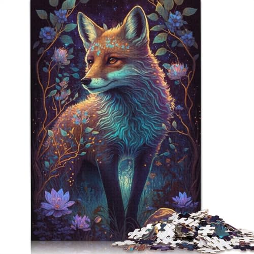 für Erwachsene, Puzzle-Geschenke, 1000 Teile, Fuchs, Blume, Galaxie, Puzzle für Erwachsene und Kinder, Holzpuzzle, tolles Geschenk für Erwachsene, Größe: 75 x 50 cm von LiJianXXXB