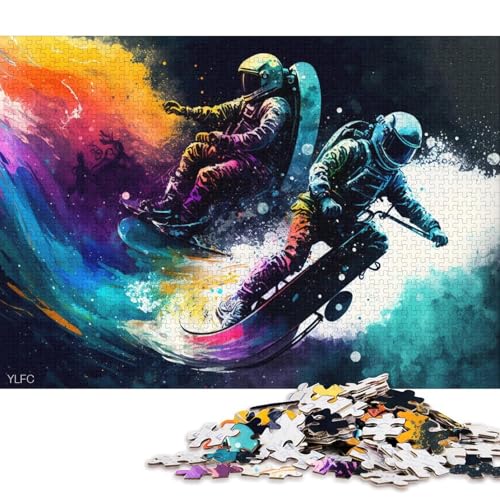 für Erwachsene 1000-Teile Puzzle-Geschenke Astronaut Surfing Puzzles für Erwachsene Kartonpuzzles Lernspielzeug (Größe 38 * 26 cm) von LiJianXXXB