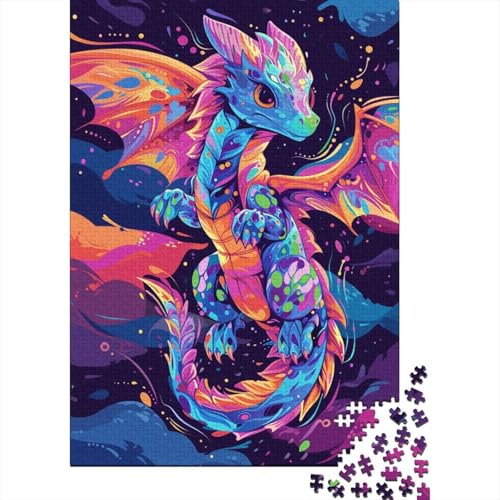 für Erwachsene 1000 Teile Puzzle-Geschenke Bunte Baby-Drachen Puzzles für Kinder Holzpuzzle Weihnachtspuzzle-Geschenke (Größe 75 x 50 cm) von LiJianXXXB