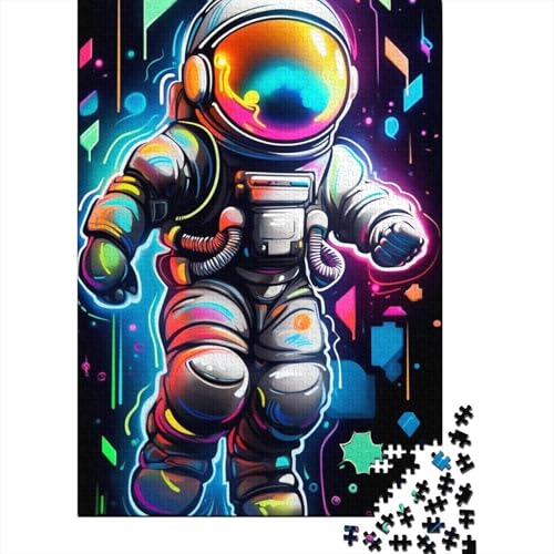 für Erwachsene 1000-Teile Puzzle-Geschenke Bunte Neon-Graffiti-Astronauten-Puzzles für Kinder Holzpuzzle Weihnachtspuzzle-Geschenke (Größe 75 x 50 cm) von LiJianXXXB